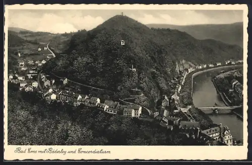 AK Bad Ems, Ortsansicht mit Bäderley und Concordiaturm