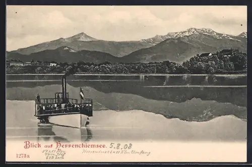 AK Herrenchiemsee, Dampfer auf dem Chiemsee