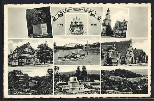 AK Rinteln a. d. Weser, 700 Jahrfeier 1239-1939, Museum, Schloss Schaumburg, Jäger-Denkmal