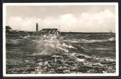 AK Büsum, Sturm am Südstrand