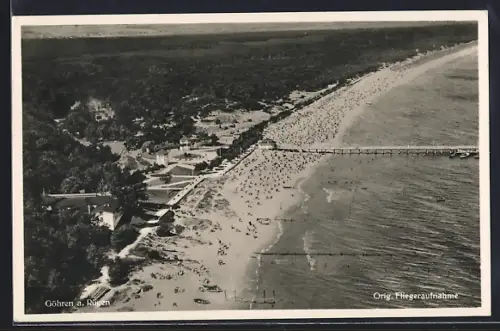 AK Göhren a. Rügen, Strandbad vom Flugzeug aus