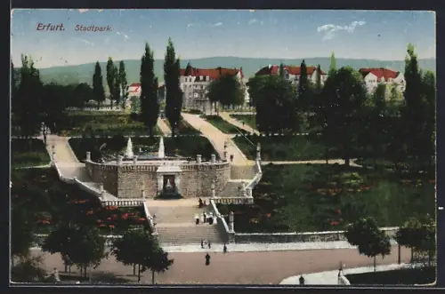 AK Erfurt, Blick auf Stadtpark