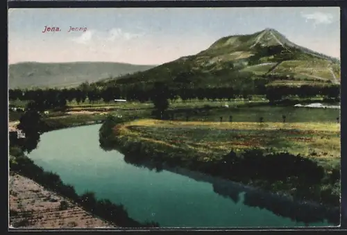 AK Jena, Landschaftsbild mit dem Jenzig