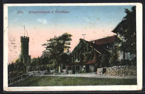 AK Jena, Kriegerdenkmal und Forsthaus