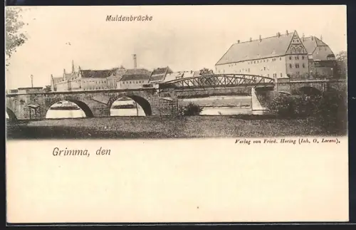 AK Grimma, Blick auf die Muldenbrücke