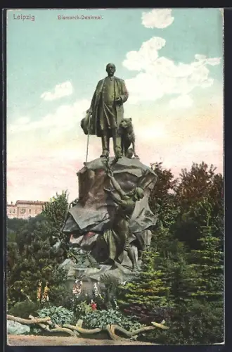 AK Leipzig, Blick auf das Bismarckdenkmal