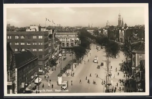 AK Hamburg-St. Pauli, Reeperbahn aus der Vogelschau