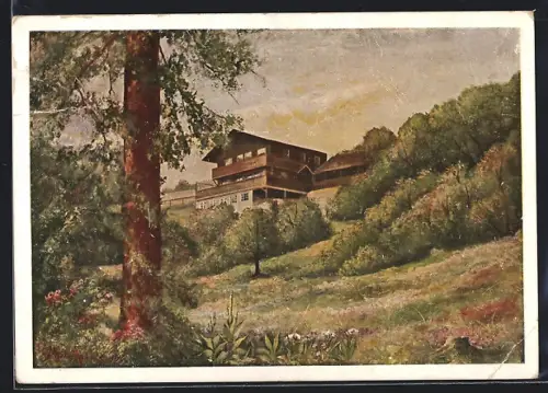 Künstler-AK Saalfeld / Saale, Das Waldhaus