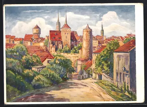 Künstler-AK Bautzen, Die schöne Alte Stadt