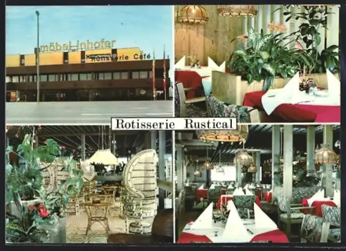 AK Senden / Iller, Gasthaus Rotisserie Rustical mit Innenansichten, Ulmer Strasse 50