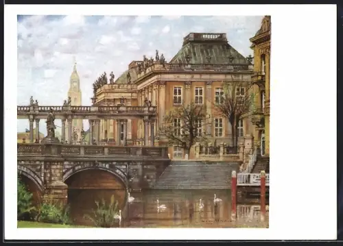 Künstler-AK Potsdam, Fassade vom Stadtschloss