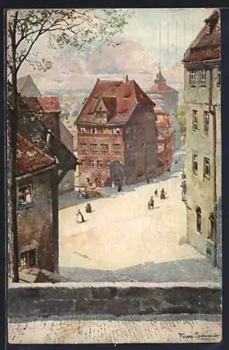 Künstler-AK sign. Franz Schmidt: Nürnberg, Albrecht-Dürer-Haus, Strassenansicht