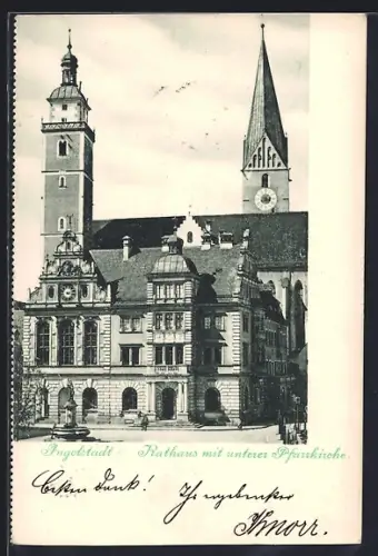 AK Ingolstadt, Rathaus mit unterer Pfarrkirche