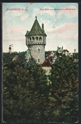 AK Landsberg a. L., Prof. Ritter von Herkomer`s Mutterturm