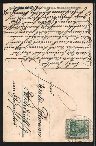 AK Hohenstein-Ernstthal, Zierbrunnen auf dem Altmarkt, Kirche