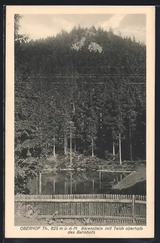 AK Oberhof in Thüringen, Bärenstein mit Teich oberhalb des Bahnhofs