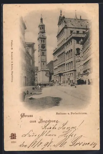 AK Augsburg, Rathaus und Perlachturm