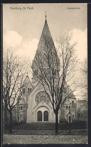 AK Hamburg-St. Pauli, Ansicht der Gnadenkirche