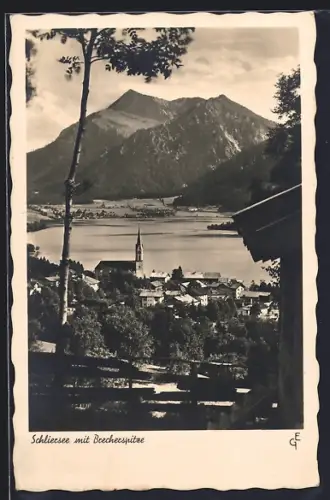 AK Schliersee, Ortsansicht mit See und Brecherspitze