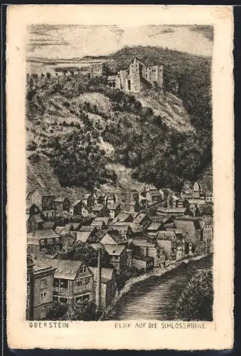AK Oberstein, Blick auf die Schlossruine