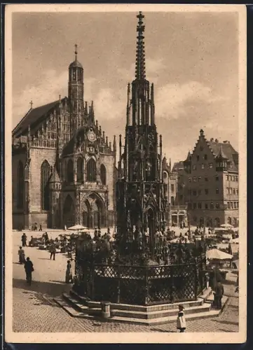 AK Nürnberg, Schöner Brunnen und Frauenkirche