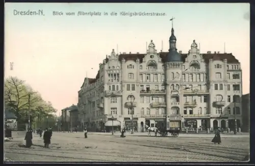 AK Dresden-N., Blick vom Albertplatz in die Königsbrückerstrasse