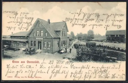 AK Ovenstädt, Gasthaus mit Garten