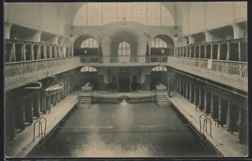AK Dresden, Güntz-Bad, Herrenschwimmhalle, Innenansicht