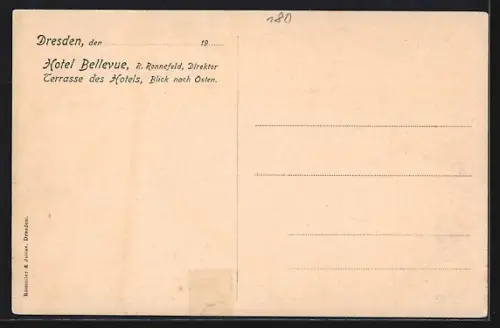 AK Dresden, Hotel Bellevue, Direktor R. Ronnefeld, Terrasse
