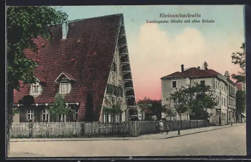 AK Dresden-Kleinzschachwitz, Laubegaster Strasse mit alter Schule