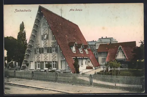 AK Dresden-Zschachwitz, Alte Schule mit Garten