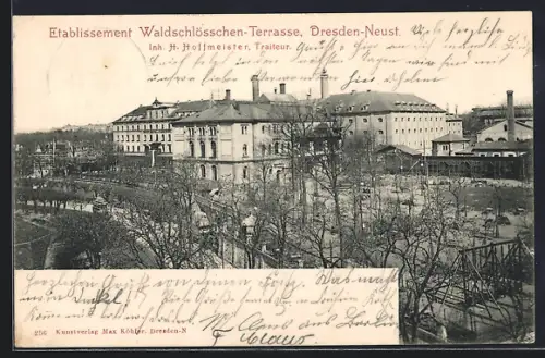 AK Dresden-Neust., Etablissement Waldschlösschen-Terrasse, Inh. H. Hoffmeister