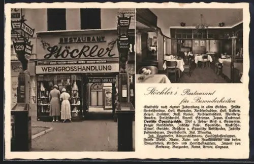 AK Berlin-Charlottenburg, Restaurant Höckler am Kurfürstendamm 228-229, Innen- und Aussenansicht