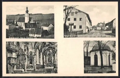 AK Maria-Thalheim /Obb., Totalansicht, Metzgerei und Tafernwirtschaft Germeier mit Villa Huber, Erdbrunnen