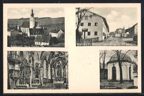 AK Maria-Thalheim /Obb., Totalansicht, Metzgerei und Tafernwirtschaft Germeier mit Villa Huber, Erdbrunnen