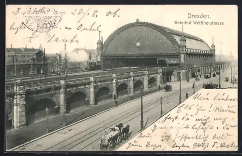AK Dresden, Bahnhof in der Wettinerstrasse