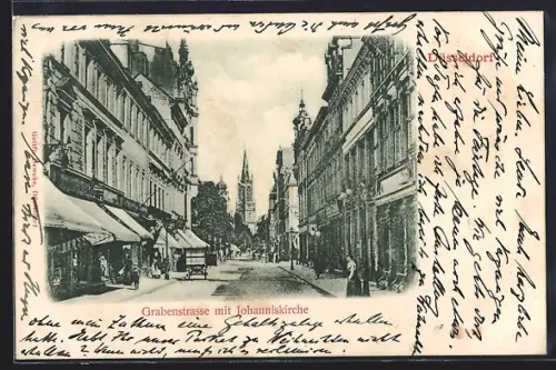 AK Düsseldorf, Grabenstrasse mit Johanniskirche