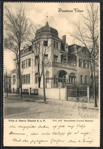 AK Dresden-Neustadt, Villa d. Herrn Oberst S. v. P., Radebergerstrasse 14 B, Ecke Nordstrasse