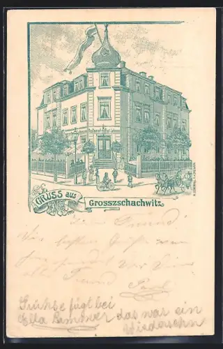 Lithographie Grosszschachwitz, Restaurant Paul Lehmann