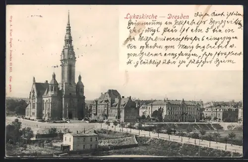 AK Dresden-Plauen, Lukaskirche am Lukasplatz