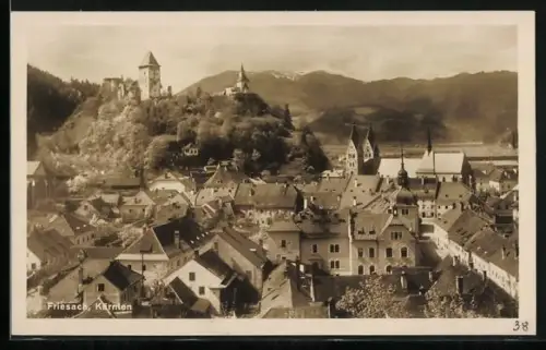 AK Friesach, Teilansicht mit Burg