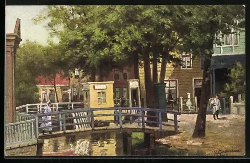 Künstler-AK Johan Georg Gerstenhauer: Stadtmotiv mit Brücke