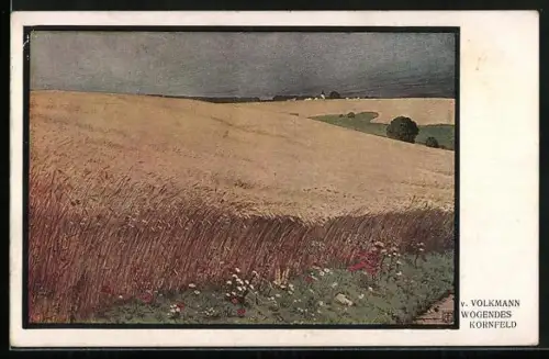 Künstler-AK Hans von Volkmann: Wogendes Kornfeld, Panorama