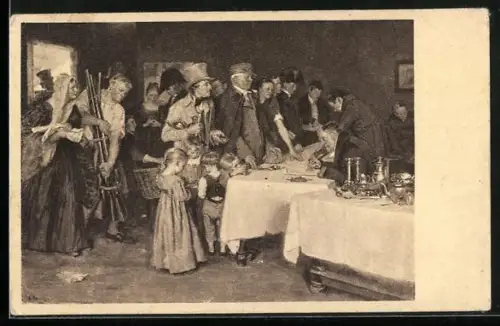 Künstler-AK Gold gäb ich für Eisen!, Volksopfer 1813