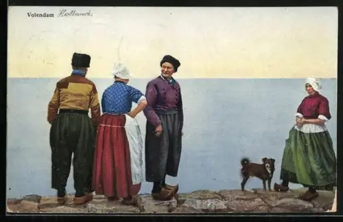 Künstler-AK Photochromie Nr. 4485: Bauerntypen in Tracht aus Volendam
