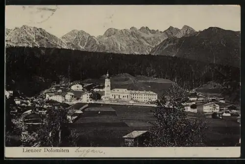 AK Lienz, Gesamtansicht mit Dolomiten