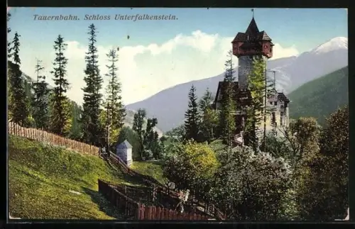 AK Obervellach, Schloss Unterfalkenstein an der Tauernbahn