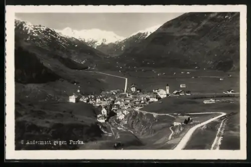 AK Andermatt, Panorama mit Furka