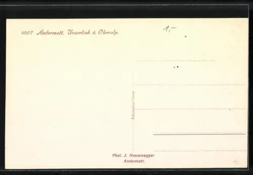 AK Andermatt, Ortsansicht mit Urnerloch und Oberalp