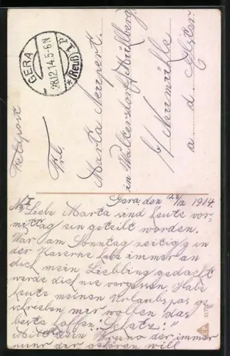 AK Stolzenfels am Rhein, Soldat in Uniform mit Frau und Gedicht